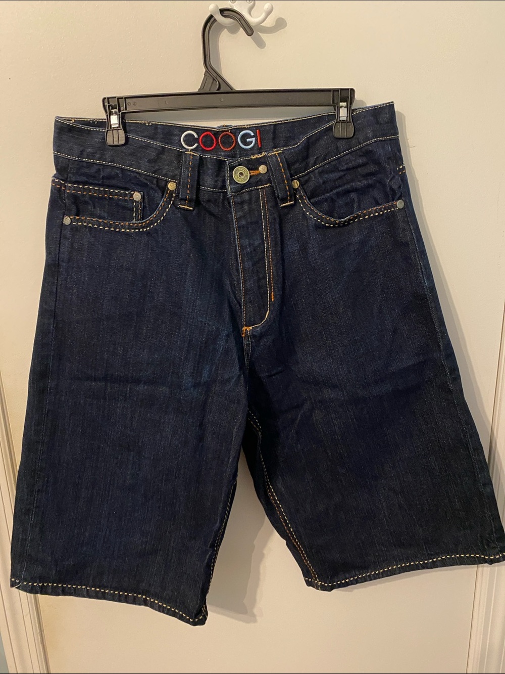 COOGI Dark Blue Denim Jean Shorts with Contrast Stitching